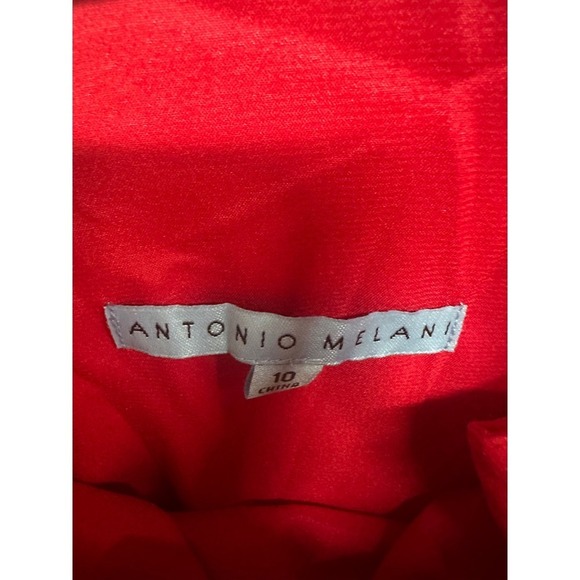 ANTONIO MELANI GALEO DRESS MIDI SMOCKED ELASTIC WAIST PLEATED RED SIZE 10 - Picture 4 of 5